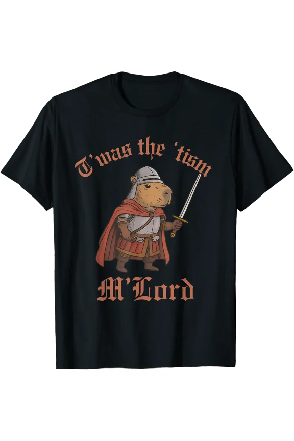 Twas The Tism Lord Medieval Knight Capybara Autism T-Shirt, Unisex T-Shirt