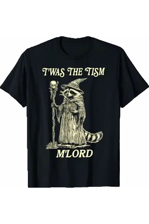 Twas The 'Tism M'Lord Funny Raccoon Wizard Autism Awareness T-Shirt
