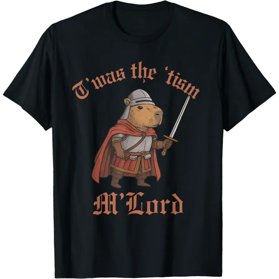 Twas The Tism M Lord Medieval Knight Funny Capybara Autism T-Shirt, Unisex T-Shirt