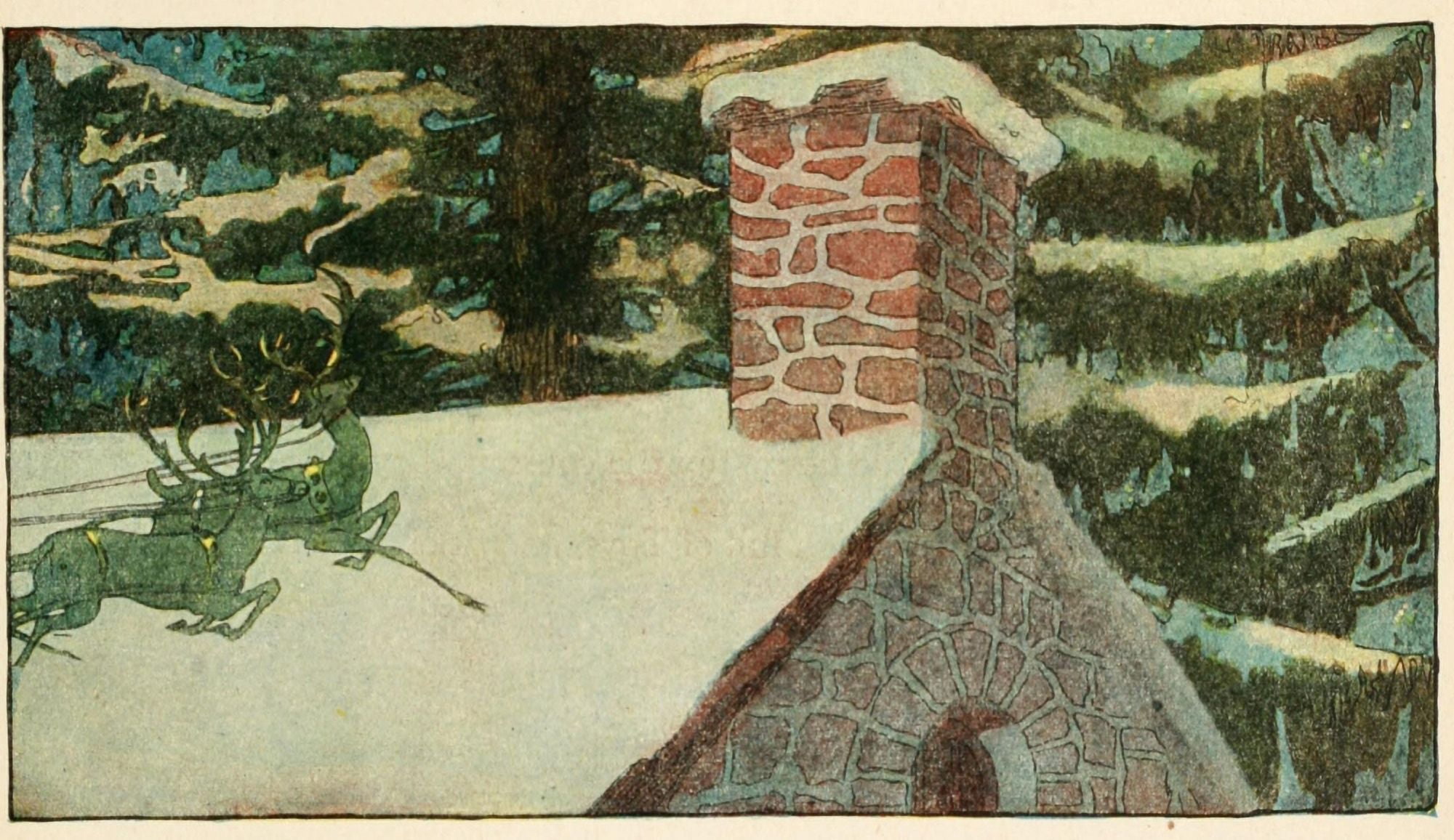 Twas the Night before Christmas 1912 Approaching the chimney Canvas Art - Jessie Willcox Smith (18 x 24)