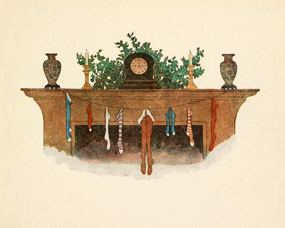 Twas the Night before Christmas 1912 Christmas mantlepiece Canvas Art - Jessie Willcox Smith (18 x 24)