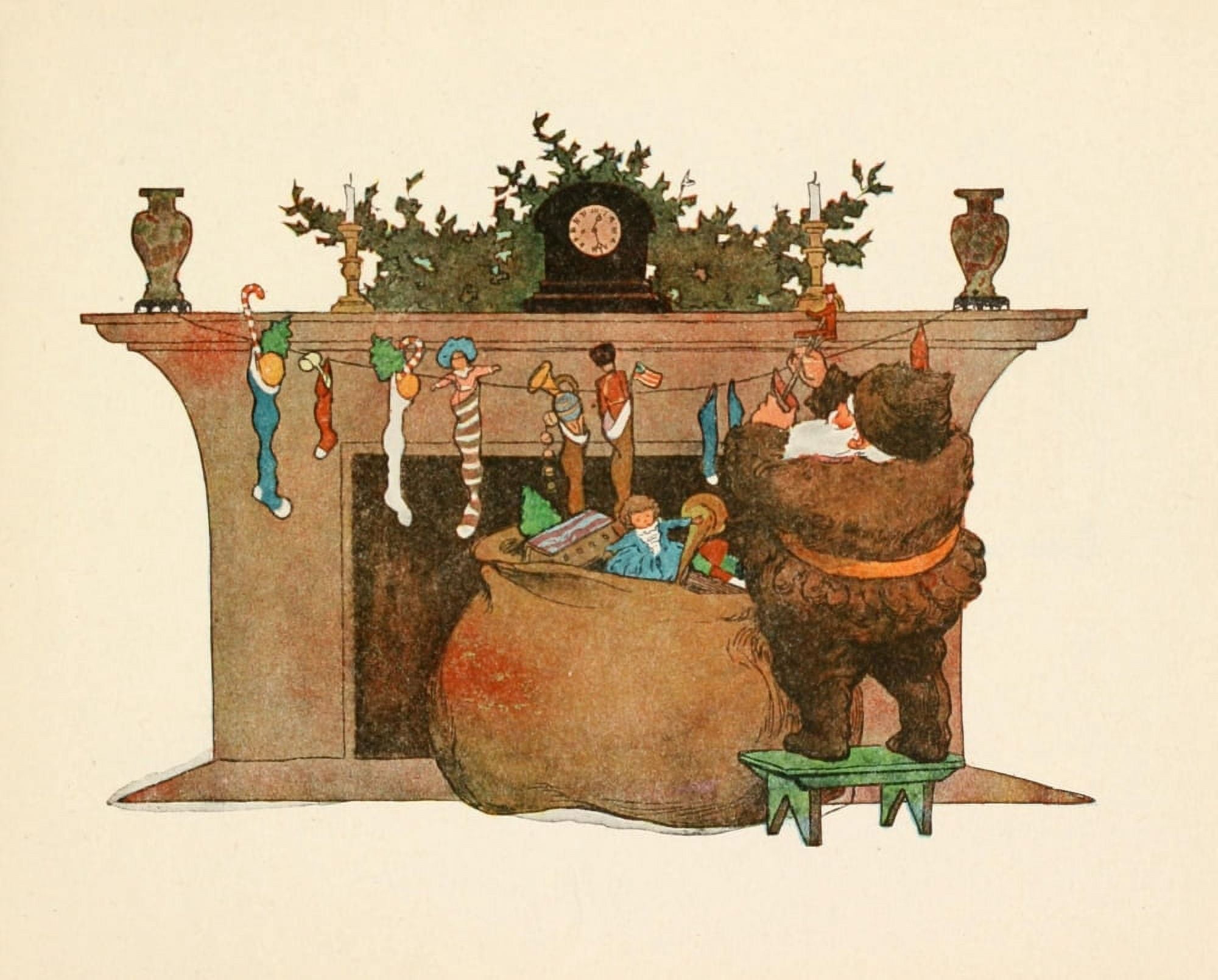Twas the Night before Christmas 1912 Hanging the stockings Canvas Art - Jessie Willcox Smith (18 x 24)