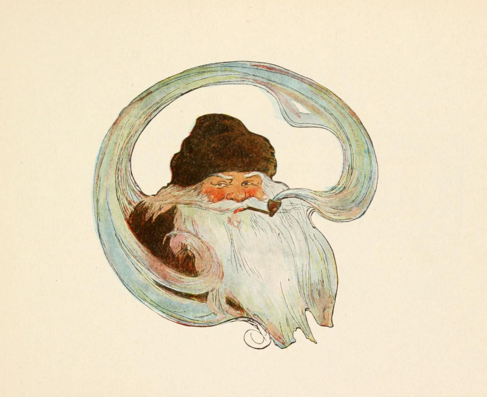 Twas the Night before Christmas 1912 Santa & pipe Canvas Art - Jessie Willcox Smith (18 x 24)