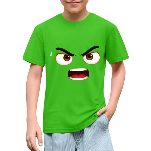 Twczz Boys Funny Graphic T Shirts- Crewneck Cotton Short Sleeve Soft Kids Summer Tees Green Size 6