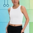 thumbnail image 1 of Twczz Girls Cropped Workout Tank Tops- Crewneck Quick Dry Racerback Sleeveless Tops Kids Summer Undershirts White Size 14, 1 of 7