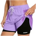 thumbnail image 1 of Twczz Womens Athletic Shorts with Pockets 2 In 1- Lightweight Drawstring Elastic Waist Quick Dry Breathable Running Shorts Purple Size L, 1 of 6