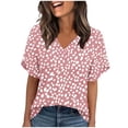 thumbnail image 1 of Twczz Womens Floral Shirts Short Sleeve- Casual V-Neck Loose Fit Summer Boho Tops Blouse Pink Size M, 1 of 8