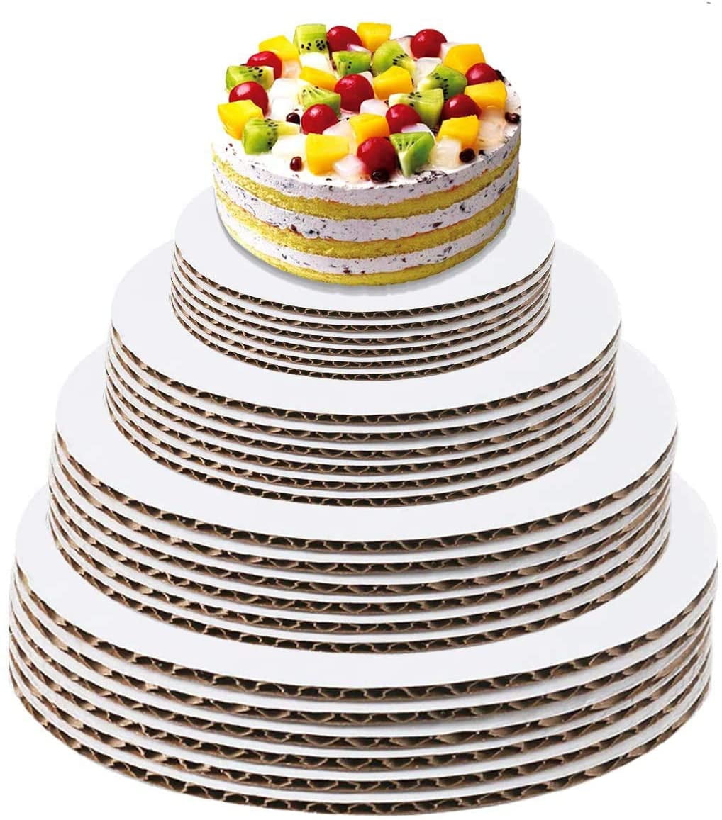 ONE MORE 30-Pack White Cake Board Rounds,Circle Cardboard Round Base 6,8  and 10 inch, Disposable Coated Cake Plate 10 of Each Size