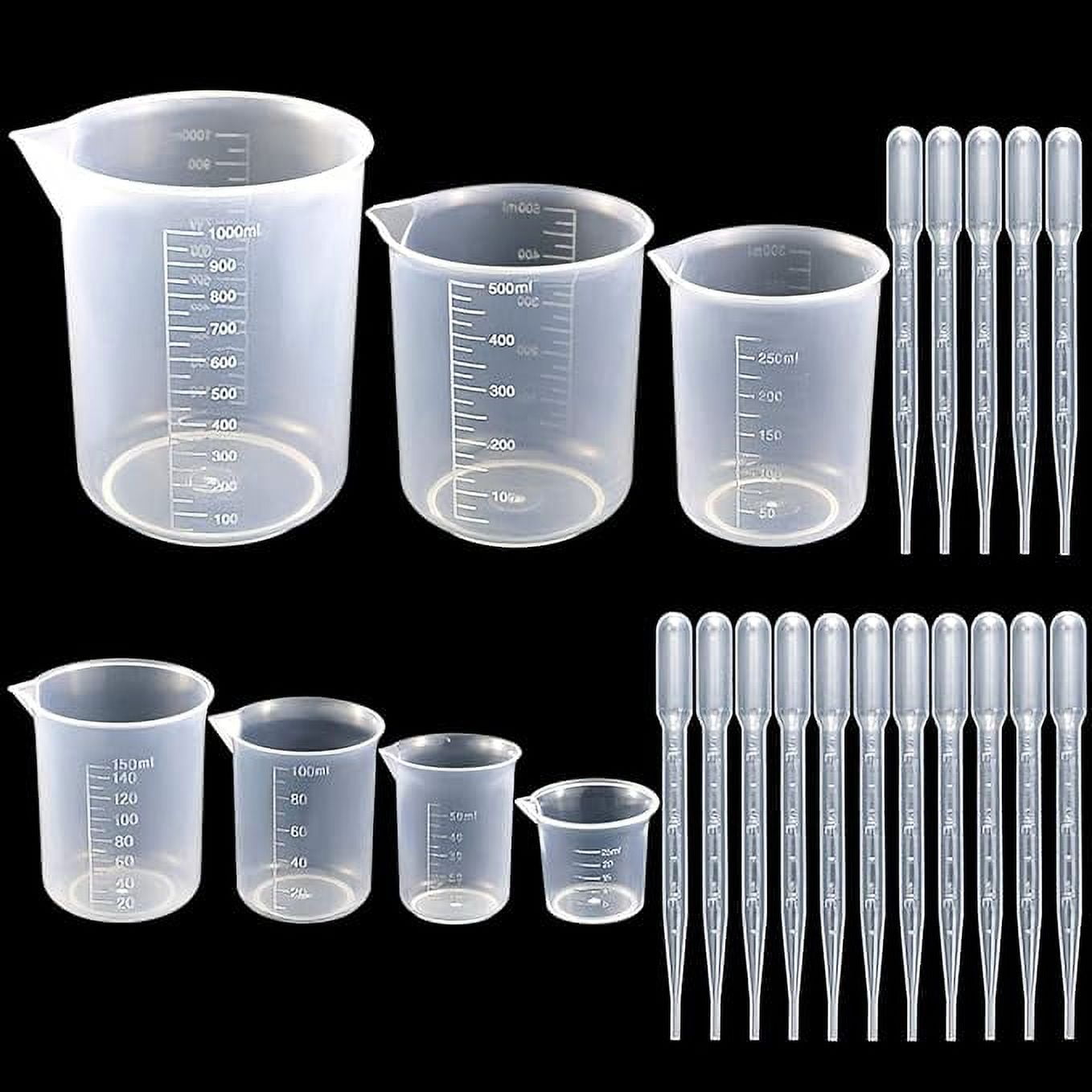 Twdrer 7 Sizes Plastic Beaker Setclear Measuring Graduated Liquid Container Beakers In 25ml 