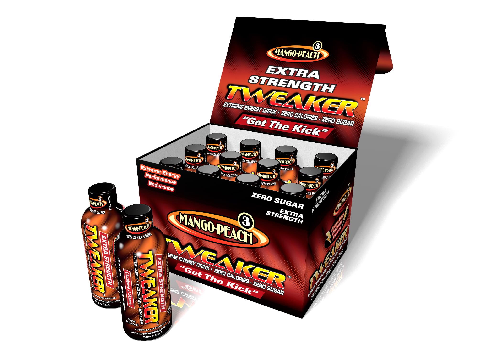 Tweaker Energy Shot, Mango Peach, Extra Strength, 2 fl oz, 12 Count