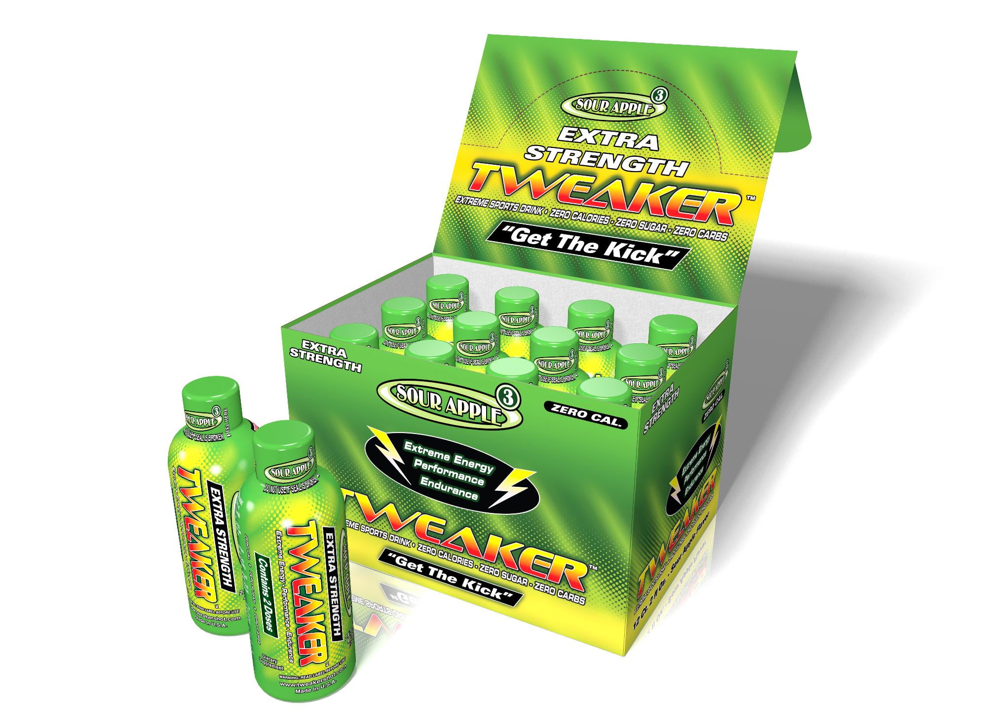 Tweaker Energy Shot, Sour Apple, Extra Strength, 2 fl oz, 12 Count ...