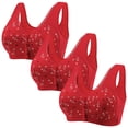 thumbnail image 1 of Tweang 3PC Wide Straps Bra Anti Sagging Bra V Neck bralettes for women Soft Silky Bras with Support and Lift Stretch Support Soft Everyday Bra Plus Size Bras Lightweight Lightly Thin Bras Z2-Red 5XL, 1 of 5