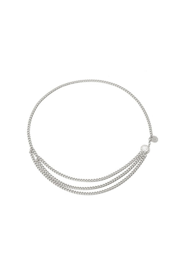 Belly Dance Waist Chain Belts for Women Metal Belly Chain Belt Fashion Accessories for Dress Silver One Size