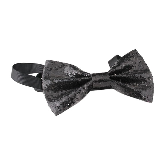 Tweang Bow Tie Men's Bowtie, Sequin Bow Tie for Men Pre-Tied Adjustable Sparkly Bow Tie for Party Banquet Wedding Black One Size