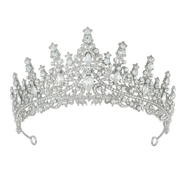 Tweang Bride Rhinestones Tiara Silver Crystal Princess Queen Crowns Headband for Women Wedding Birthday Prom Pageant Party Coming of Age Ceremony,Photo Props Pink One Size