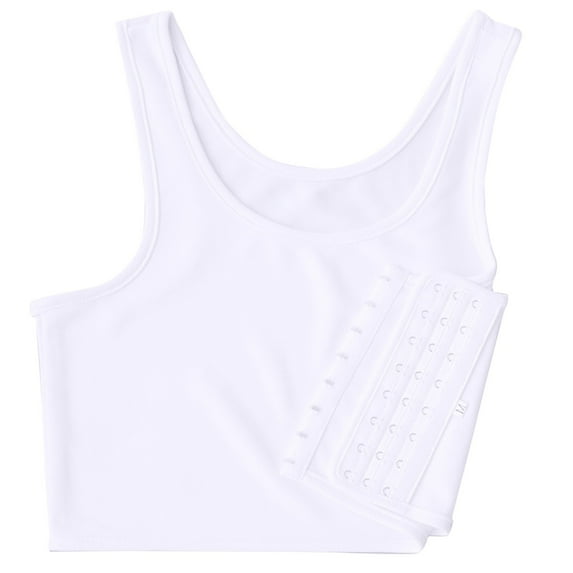 Tweang Chest Binder Bra Compression Bra Low Back Bra Strapless Bandeau Bra Halter Bra Crop Tank Tops for Women White L