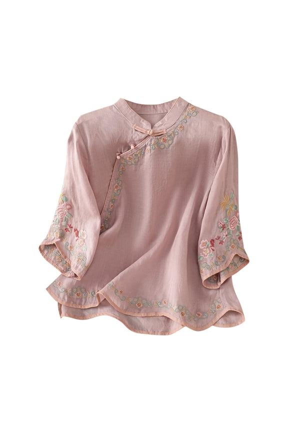 Cotton Blend Tops for Women Single Breasted Beach Top Embroidered Shirts Peasant Blouses for Women Gauze Tops for Women Cotton Button Down Graphic Shirt Gauze Tunic Tops for Women Purple M