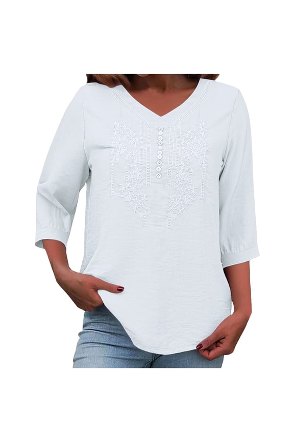 Cotton Linen Shirts Bohemian Shirts Cotton Linen Embroidered Tops Boho Summer Graphic Tees Retro Embroidered Boho Ethnic Style Peasant Tee Cotton Linen Short Sleeve Vintage T-shirt White 2XL