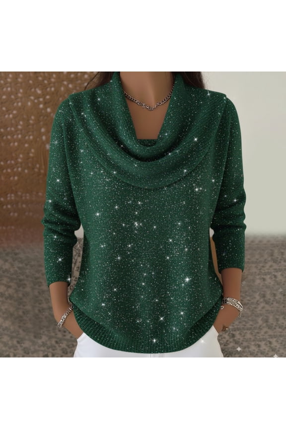 Cowl Neck Knit Cozy Sweaters Cropped Sweatshirt Fall Shirt Women Sweaters Women's Sweatshirts Crewneck Sweatshirts Women Waffle Knit Tops for Women Blackish Green M