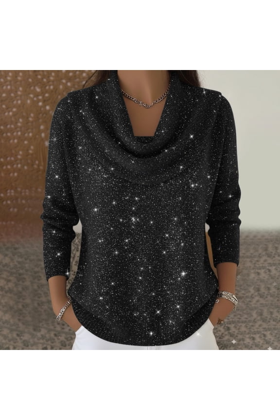 Cowl Neck Knit Cozy Sweaters Cropped Sweatshirt Fall Shirt Womens Turtleneck Sweater Turtle Neck Sweater Women's Sweatshirts Pullover Oversized Turtleneck Sweaters for Women Black Xl