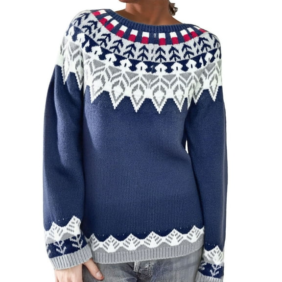 Tweang Fair Isle Sweater Women Wool Sweater Women Pattern Sweaters for Women Norwegian Sweater Women Pullover Sweaters for Women Nordic Sweaters for Women Crochet Sweater Black L