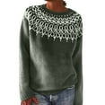 thumbnail image 1 of Tweang Fair Isle Sweater Women Wool Sweater Women Pattern Sweaters for Women Long Sleeve Pullover Crochet Sweater Norway Sweater Blackish Green M, 1 of 4