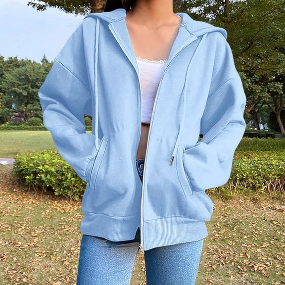 Tweang Fall Sweatshirt Oversized Jacket Fleece Jackets Sweatshirt for Women Hoodie Button Up Cardigan Work Cardigan Lace Cardigan Sky Blue 1 2xl