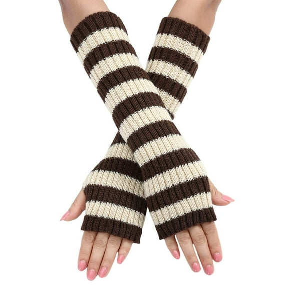 Tweang Fingerless Gloves for Women Tea Party Gloves for Women Tea Party Gloves Riding Gloves Fingerless Arm Warmers Striped Arm Warmers Finger Gloves for Women Coffee One Size