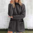 thumbnail image 1 of Tweang Fleece Sweater Women Thick Sweatshirts for Women Thermal Sweater for Women Cowl Neck Knit Cozy Sweaters Mock Neck Tops for Women Fleece Hoodie Women Waffle Knit Tops for Women Dark Gray 1 L, 1 of 9