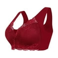 thumbnail image 1 of Tweang Front Closure Bra Thin Bra Front Button Bra Comfortable Convenient Everyday Breathable Bra Convenient Buckle Bra No Underwire Bras Wireless Bra Push Up Underwear Snap Front Bra Red XL, 1 of 7
