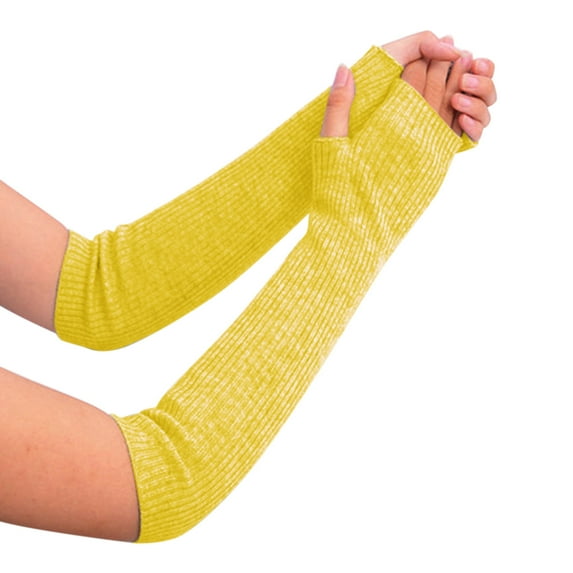 Tweang Half Finger Gloves Goth Gloves Mittens for Women Satin Gloves Women Knit Gloves Fingerless Gloves Knit Gloves Yellow One Size