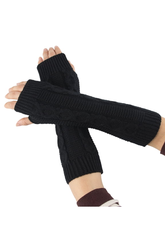 Knit Gloves Warm Gloves for Women Satin Gloves Elbow Length Goth Gloves Punk Gloves Bike Gloves Typing Gloves Black One Size