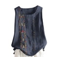 thumbnail image 1 of Tweang Linen Tank Tops for Women Going Out Top Basic Tank Tops Off Shoulder Flowy Tunic Solid Color Loose Fit T-shirt Camisole Party Club Wide Shoulder Strap Crewneck Blouse Clothes Outfits Blue M, 1 of 3