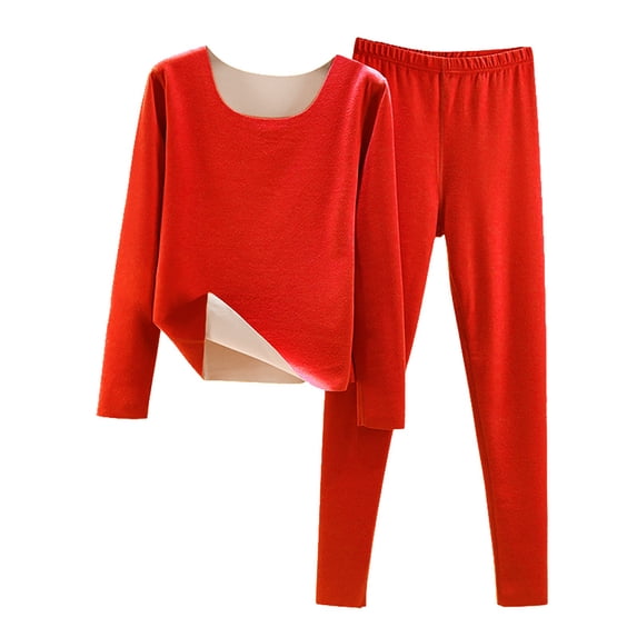 Tweang Long Johns for Women Thermal Running Thermals Thermal Leggings for Women Base Layer Thermal Underwear for Women Set Women Thermal Underwear Set Red L-3XL