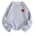 thumbnail image 1 of Tweang Long Sleeve Lightweight Shirts crewneck sweatshirts women hoodies for women Heart Pattern Pullover Sweatshirt Crew Neck Sweatshirt For & Clothing sweatshirt for women sweat shirt Gray 2XL, 1 of 3