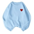 thumbnail image 1 of Tweang Long Sleeve Lightweight Shirts crewneck sweatshirts women hoodies for women Heart Pattern Pullover Sweatshirt Crew Neck Sweatshirt plain sweatshirt crewneck sweatshirt Light Blue L, 1 of 3