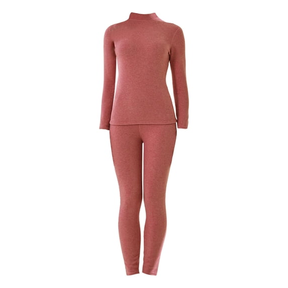 Tweang Lounge Set for Women Slim Fit Womens Base Layer Cold Weather Under Clothes Womens Long Johns Thermal Sets Underwear Set Thermals for Women Pink L-4XL