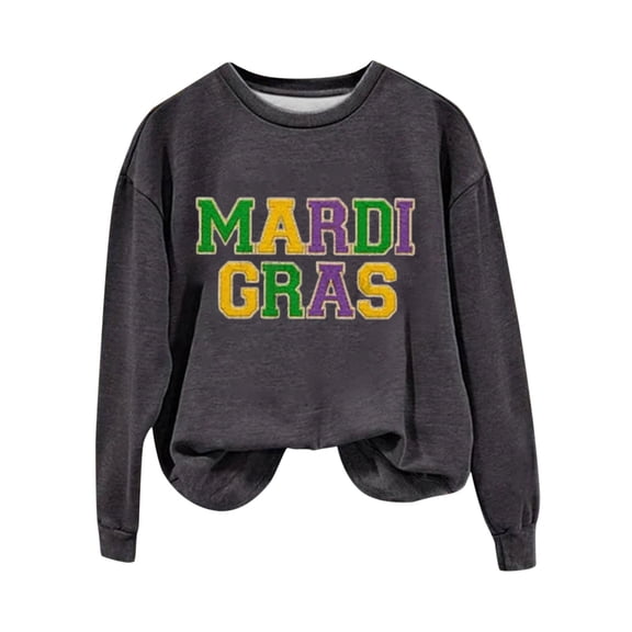Tweang Mardi Gras Clothing Carnival Sweatshirt Womens Half Zip Pullover Mardi Gras Shirts for Women Mardi Gras Carnival Shirts Lightweight Sweatshirts for Women Sweatshirt for Women Gray Xl