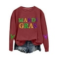 thumbnail image 1 of Tweang Mardi Gras Hoodie Sparkle Tops for Women Button Down Shirt Women Oversized Sweatshirt for Women Purple Sequin Top Women's Mardi Gras Mask Graphic Shirts Wine 2xl, 1 of 4