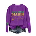 thumbnail image 1 of Tweang Mardi Gras Sequin Shirt Womens Mardi Gras Sweatshirts Women's Purple Green and Gold Mardi Gras Shirt Crewneck Sweatshirt Christmas Hoodie Smocked Tops Women Womens Mardi Gras Tops Purple 1 Xl, 1 of 4