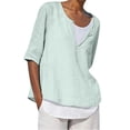 thumbnail image 1 of Tweang Oversized Button Down Shirts for Women Side Slit Tops for Women 3/4 Sleeve Tunic Tops Jacquard Boho Blouse Peasant Blouses Collared Tops Tunic Tops Tunic Tops with Button Blouses Green XL, 1 of 5