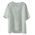 thumbnail image 1 of Tweang Peasant Tops for Women Embroidery Gauze T-shirt for Women Cotton Yarn Long Sleeve Shirt Loose Gauze Tunics Floral Embroidered Boho Tops Vintage T-shirt Tunic Bohemian Shirts Green 2XL, 1 of 3