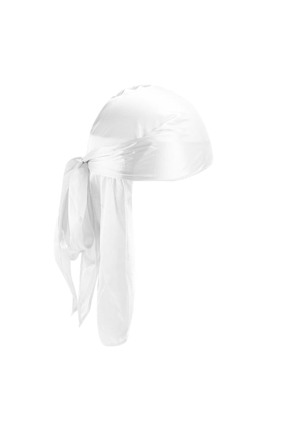 Pirate Hat Durags Rag for Men 360 Waves Pack Durags Headwear Skull Hat Headwraps for Men Women White One Size