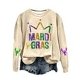 thumbnail image 1 of Tweang Plus Mardi Gras Long Sleeve Shirt for Women Mardi Gras Blouse Mardi Gras Clothing Women's Mardi Gras Mask Graphic Shirts Half Zip Sweatshirt Women Carnival Mardi Gras Sequin Shirt Khaki L, 1 of 4