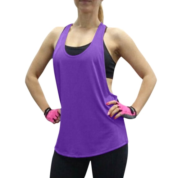 Tweang Racerback Tank sports tanks for women Racerback Tank Tops Athletic Shirts Scoop Neck Tops Lightweight Gym Clothes Women's Everyday Tanks Stretch Tank Tops womens tennis tops Purple S