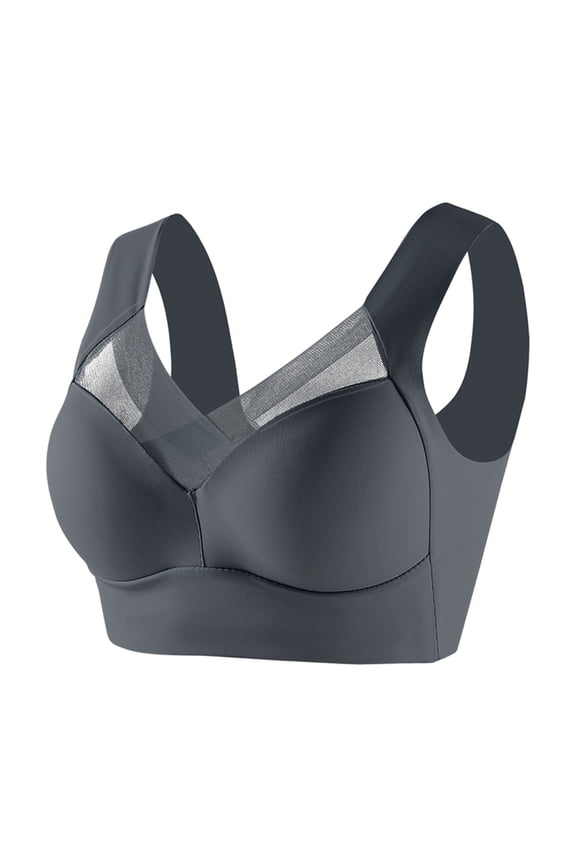 Seamless Push Up Wireless Bra Seamless Wirefree Bras for Older Women Wireless Posture Corrector Push Up Anti Sagging Full Coverage Bra Gray L