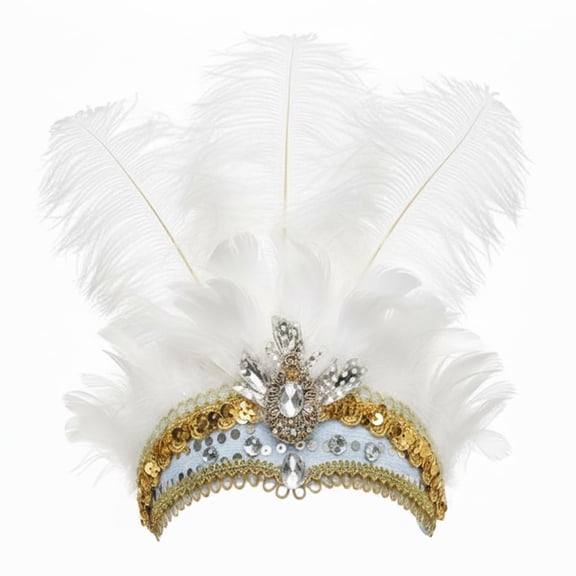 Tweang Sequins Feather Headpiece,1920s Flapper Headband,Mardi Gras Carnival Party Headwear Accessory Women Headdress White One Size