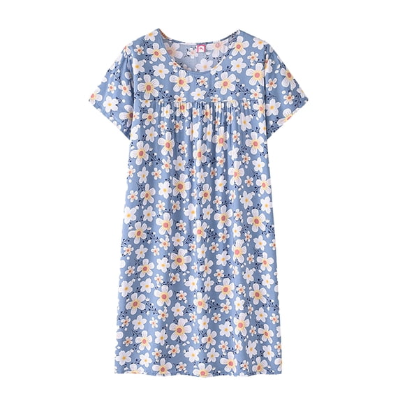 Tweang Short Sleeve Sleep Shirt Sleep Shirts for Women Soft Cotton Cotton House Dress Night Gowns for Adult Women Sleep Dress Sleep Dress for Women Pj Shirts Women C A