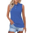 thumbnail image 1 of Tweang Sleeveless Collared Shirts Sleeveless Polo Shirt Stretch Womens Sleeveless sleeveless polo shirts for women Soft Breathable Loose Fit Tees Athletic Tank Tops Shirts Tennis Tank Top A1-Blue XL, 1 of 5