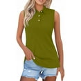thumbnail image 1 of Tweang Sleeveless Collared Shirts Stretch Womens Sleeveless Sleeveless Polo Shirt collared shirts for women Lightweight Cooling Shirts sleeveless polo shirts for women Blouses Tops A1-Bronze 2XL, 1 of 5